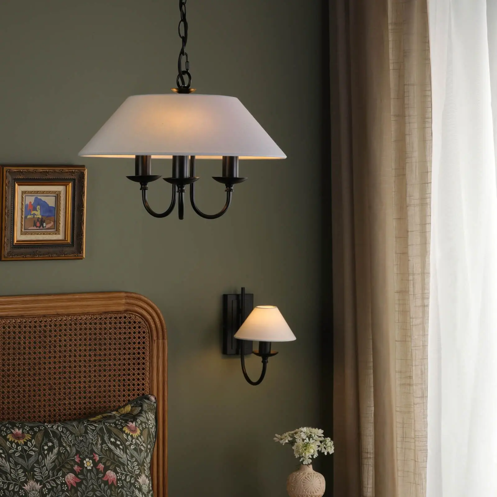 Sivan 3 Light Matt Black Pendant C/W Shade